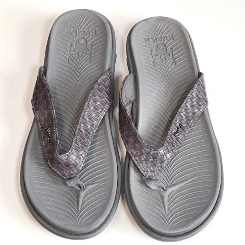 Kuailu Yoga Flip Flops Gray & Purple Arch Support Thong Sandals Size 8 NWOT - Picture 2 of 6